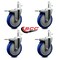 Service Caster 5'' Blue Polyurethane Swivel 7/16'' Stem Caster Set with Total Lock Brake, 4PK SCC-GRTTL20S514-PPUB-BLUE-716138-4 - alternate 3